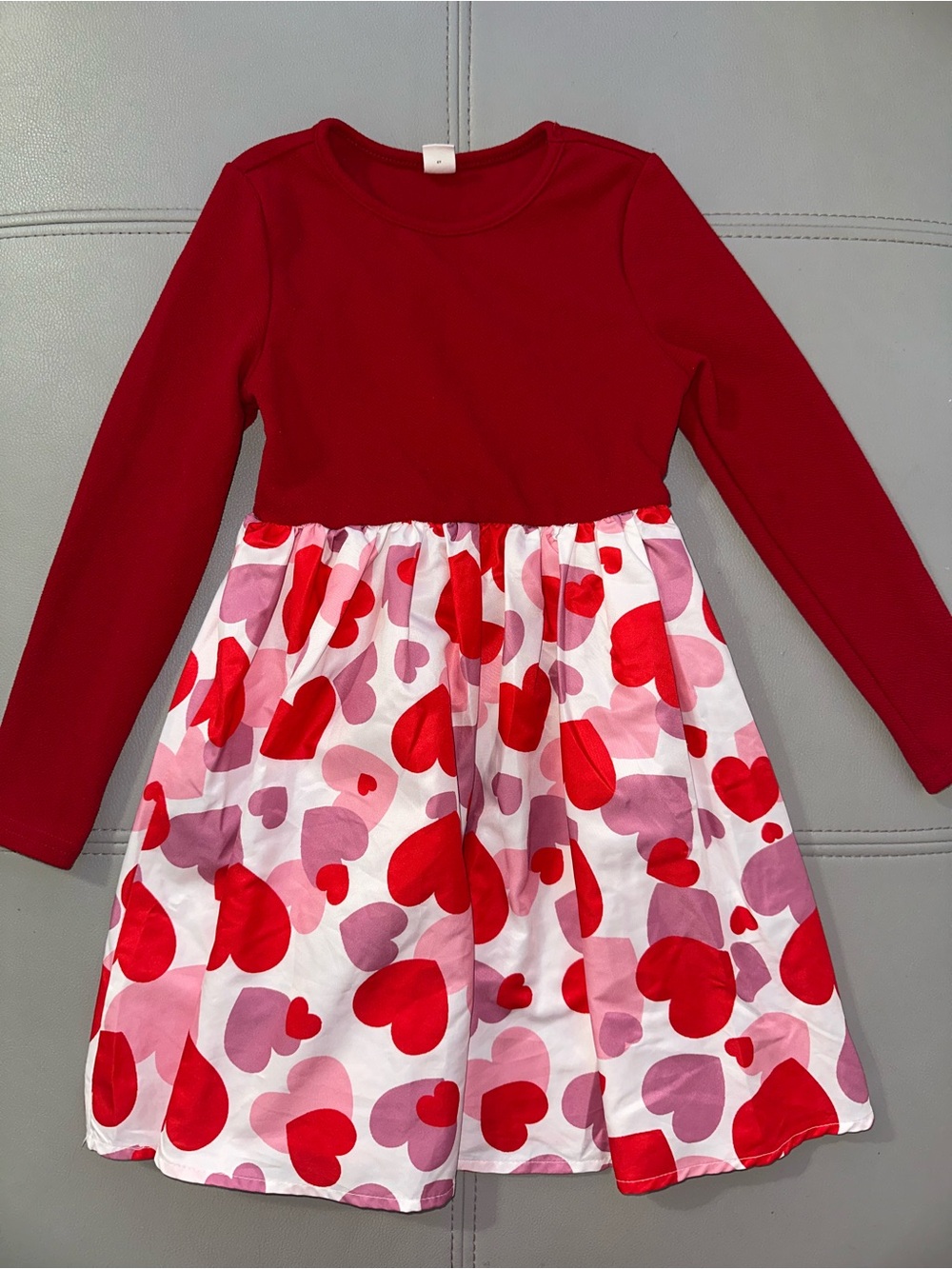 SHEIN Red Long-Sleeve Dress with Pink & Red Heart Skirt